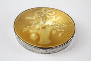 Antique / Vintage .950 SILVER Oval Snuff / Trinket Box w/ Guilloche Enamel (37g) // XRF TESTED FOR