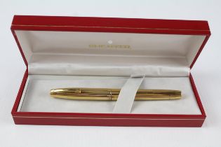 Vintage SHEAFFER Imperial Gold Plated Fountain Pen w/ 14ct Gold Nib WRITING // w/ Original Box Dip