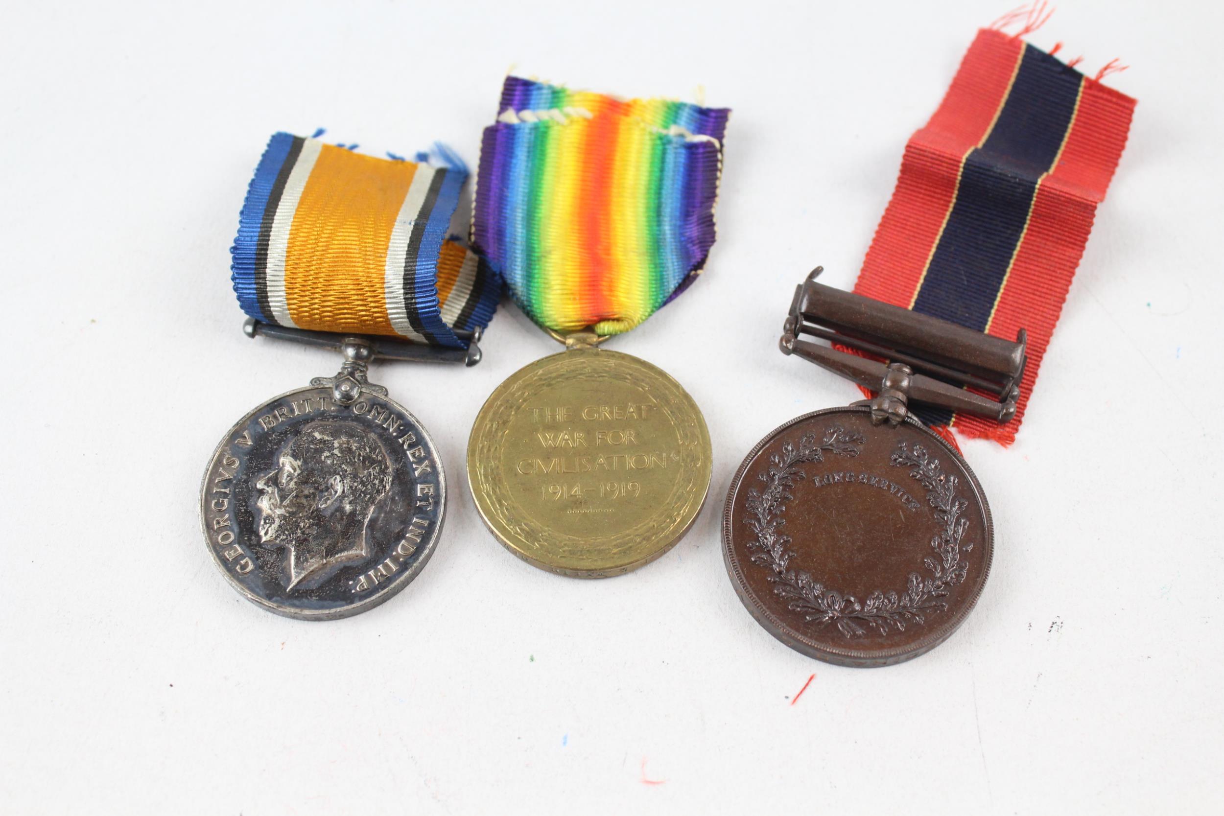 WW1 Medal Pair & Fire Brigade Long Service Medal. Pair Named. 57006 Pte. R.G. // WW1 Medal Pair &