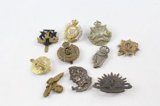 10 x Military Cap Badges Inc. Australian - Border Cumberland Regt. Etc // 10 x Military Cap Badges