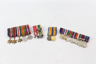 4 x WW.1 - WW.2 - ER.II Mounted Miniature Medal Groups Inc. WW.1 Pair - C.B.E & // 4 x WW.1 - WW.2 -