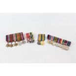 4 x WW.1 - WW.2 - ER.II Mounted Miniature Medal Groups Inc. WW.1 Pair - C.B.E & // 4 x WW.1 - WW.2 -