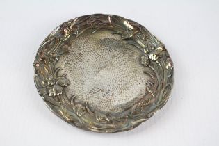 Antique / Vintage Art Nouveau Style .950 Silver Floral Pin / Trinket Dish (59g) // XRF TESTED FOR