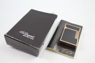 Vintage S.T DUPONT Gold Plate & Black Lacquer Cigarette Lighter w/ Box // 83BDG32 UNTESTED In