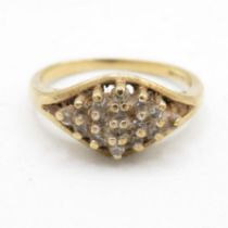 9ct gold vintage diamond cluster ring (2.2g) Size K