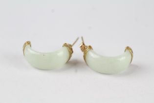 9ct gold drop jade earrings (4g)