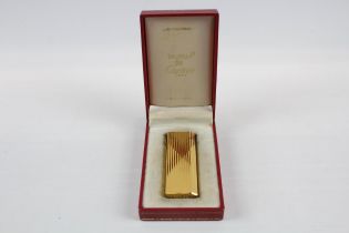 Vintage Cartier Cigarette Lighter Inc Gold Plated Ribbed Boxed Working x 1 // Vintage Cartier