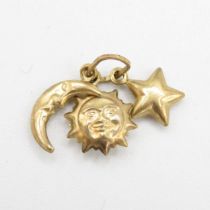 9ct gold sun, moon & star pendant (1g)