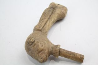 Early 19th Century Folk Art Carved Wooden Walking Stick Handle Of Hare // Length: 20 cm Height: 15