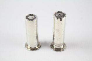 2 x Vintage 1995 Birmingham Sterling Silver Shot Gun Cartridge Salt / Pepper 66g // Maker - John
