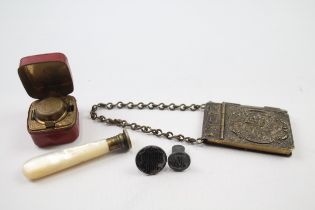 5 x Antique / Vintage Desk Accessories & Wax Seals Inc Mother of Pearl Etc // In antique / vintage