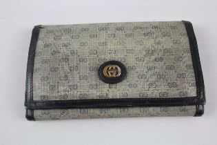 Gucci 1970s Navy Micro 'GG' Monogram Wallet / Purse // Items are in vintage condition Signs of age &