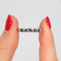 9ct white gold vintage sapphire and diamond set half hoop eternity ring (1.9g) Size R