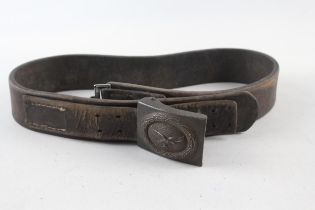 WW2 Era German Luftwaffe Leather Belt and Steel Buckle // WW2 Era German Luftwaffe Leather Belt