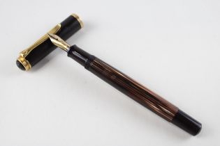 Vintage PELIKAN Brown Cased Fountain Pen w/ 14ct Gold Nib WRITING // DIP TESTED & WRITING In