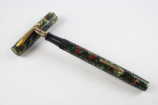 Vintage WATERMAN Ideal Green Cased Fountain Pen w/ 14ct Gold Nib WRITING // Dip Tested & WRITING