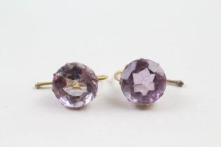 10ct gold amethyst single stone earrings (3.7g)