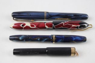 4 x Vintage Ladies FOUNTAIN PENS w/ 14ct Gold Nibs Writing Inc Conway Stewart // Dip Tested &