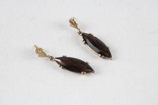 9ct gold smokey quartz drop earrings (3.5g)