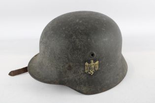 WW2 Kreigs Marine Era German Single Gold Decal Steel Helmet with Original Liner & Chin Strap //