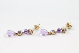 9ct gold amethyst drop earrings (1.6g)