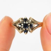 9ct gold sapphire & diamond ring (3.1g) Size N