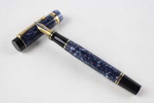 PARKER Duofold Specuak Navy Lacquer Fountain Pen w/ 18ct Gold Nib WRITING // Dip Tested & WRITING In