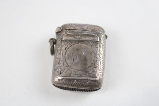 Antique Edwardian 1907 Birmingham Sterling Silver Vesta / Stamp Case (27g) // w/ Personal