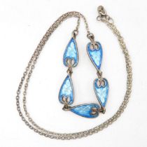 Silver enamel necklace and earrings set (11g)