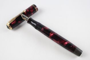 Vintage PARKER Vaccumatic Burgundy Fountain Pen w/ Gold Plate Nib Writing // Dip Tested & WRITING In