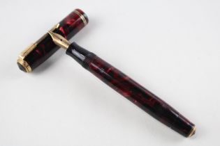 Vintage PARKER Vaccumatic Burgundy Fountain Pen w/ Gold Plate Nib Writing // Dip Tested & WRITING In