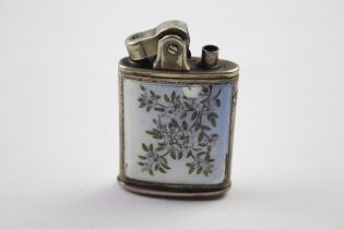 Vintage RONSON .925 Sterling Silver Cigarette Lighter w/ Guilloche Enamel (56g) // Height - 6cm In