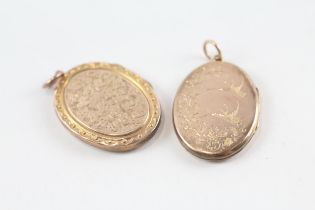 2 x 9ct gold back & front locket pendants (10.1g)