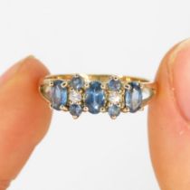 9ct gold sapphire & diamond ring (2.6g) Size N 1/2