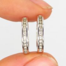 9ct gold diamond hoop earrings (1.8g)