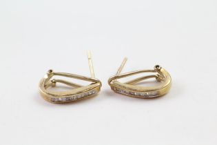 9ct gold diamond clip & post earrings (1.9g)