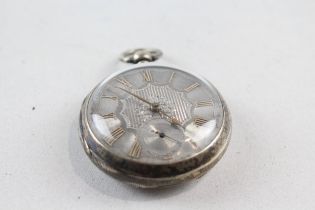 .925 SILVER Cased Gents Antique Silver Dial POCKET WATCH Key-wind WORKING // .925 SILVER Cased Gents