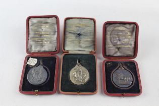Sterling Silver Boxed Mappin & Webb Shire Horse Medals x 3 // Sterling Silver Boxed Mappin & Webb