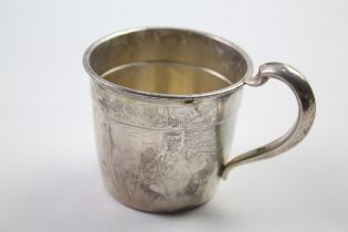 Vintage Stamped .925 Sterling Silver Christening Cup w/ Rabbit, Engraving (56g) // Height - 7.5cm In