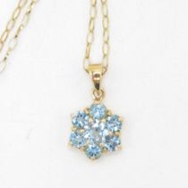 9ct gold topaz cluster pendant necklace (1.8g)