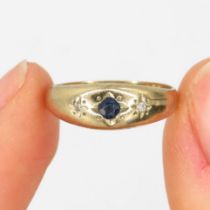 9ct gold sapphire & diamond ring (1.7g) Size K