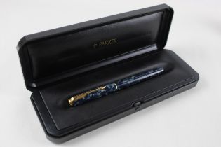 PARKER Sonnet Navy Lacquer Fountain Pen w/ 18ct Gold Nib WRITING Boxed // Dip Tested & WRITING In