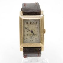 9ct Gold Cased Gents Art Deco Tank Style WRISTWATCH Hand-wind WORKING // 9ct Gold Cased Gents Art