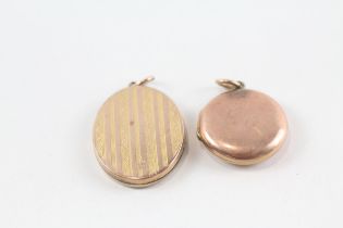 2 x 9ct gold back & front locket pendants (8.2g)
