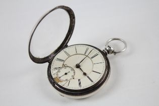 .925 SILVER Cased Gents Antique Fusee POCKET WATCH Key-wind WORKING // .925 SILVER Cased Gents