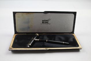 MONTBLANC Meisterstuck Black Fountain Pen w/ 14ct White Gold Nib WRITING // w/ Original Box Dip