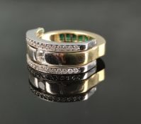 Exklusiver Smaragd-Brillant-Ring, Goldschmiedearbeit, 750/18K Weiß-/Gelbgold, 9,5g, Wechsel-Ring, b