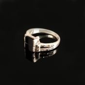 Antiker Onyx-Ring, Silber 925 (punziert), 3,4g, Ring besetzt mit fein polierter, rechteckiger, schw