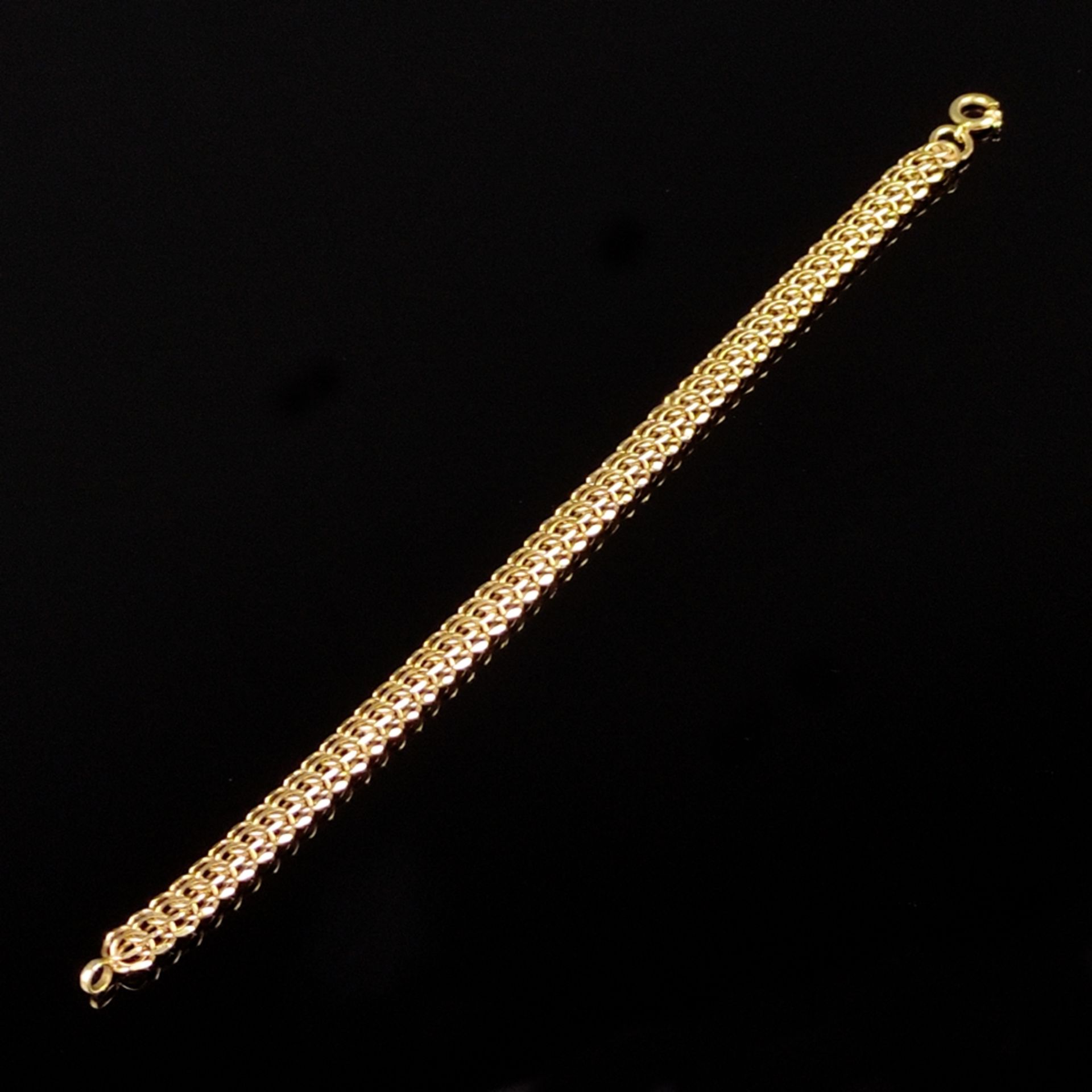 Bracelet, 585/14K yellow gold (hallmarked), 16,17g, flexible band made of different ring-shaped ele - Image 2 of 3