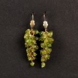 Peridot earrings, silver 925 in 585/14K yellow gold plated (hallmarked), total weight 9.7g, suspens
